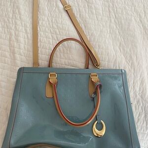 Arcadia Genuine Patent Leather Bag in Ocean Blue